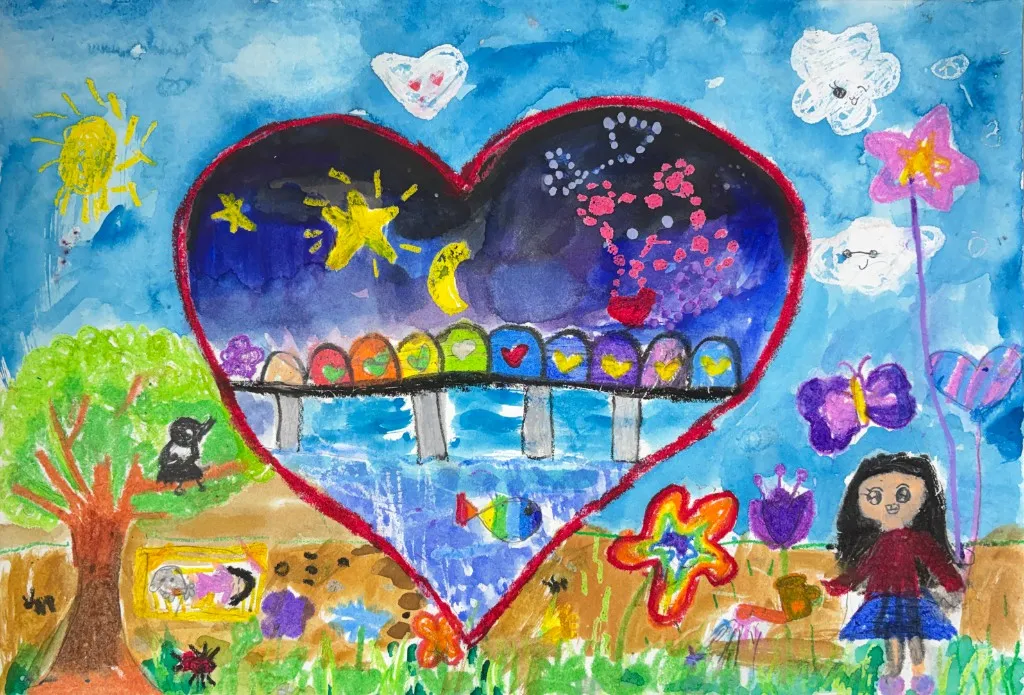 한강 하트 다리 그림 작품